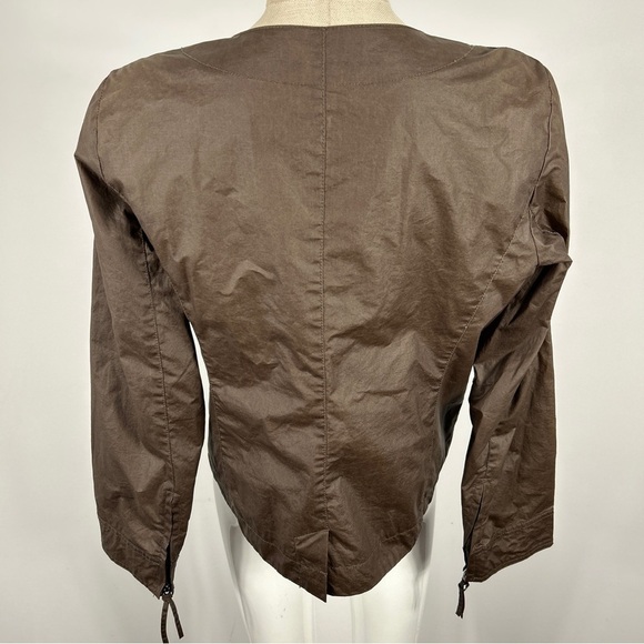 EILEEN FISHER Womens WAXED COTTON MOTO JACKET brown M - Picture 5 of 11